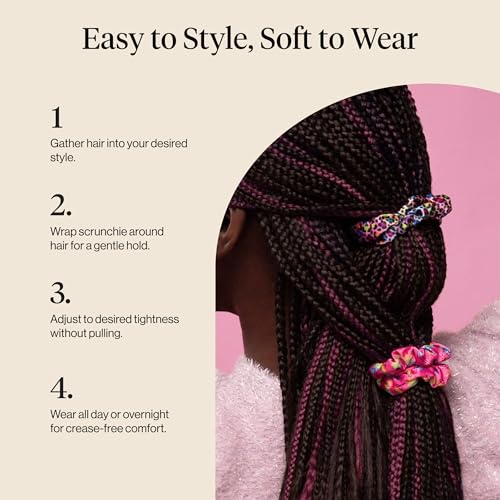 Lisa Frank x Kitsch Ruched Satin Scrunchies for Women - Softer Than Silk Scrunchies | Hair Ties No Damage for Frizz-Free Sleep | Ideal Gifts for Women - Rainbow Leopard 4 pcs - color: Rainbow Leopard
