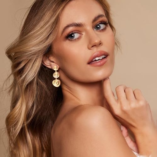 MUYAN Gold and Silver Boho Hammered Dangling Earrings for Women Modern Statement Finish Dangle Drop Earrings Jewelry - color: Boho Spiral