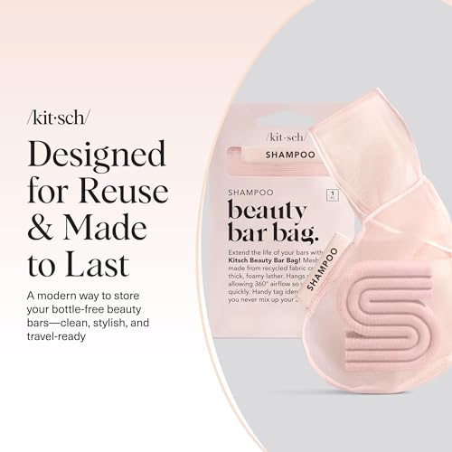 Kitsch Bar Soap Saver Pouch – Patented Mesh Soap Bag for Shampoo and Conditioner Bars - Extends Use & Prevents Soggy Mess - Recycled Beauty Bar Bag, Eco-Friendly - Blush - color: Blush