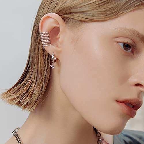 ChicSilver 925 Sterling Silver Ear Cuff Earrings Non Piercing Clip on Cartilage Cuff Earrings for Women - style: E: Multi Lines