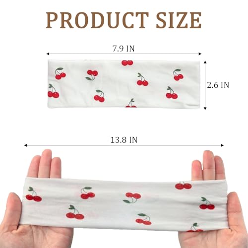 6 PCS Heart Cherry Print Headbands for Women Non Slip Soft Elastic Wide Headband Fashion Yoga Workout Hair Accessories - color: Cherry Print