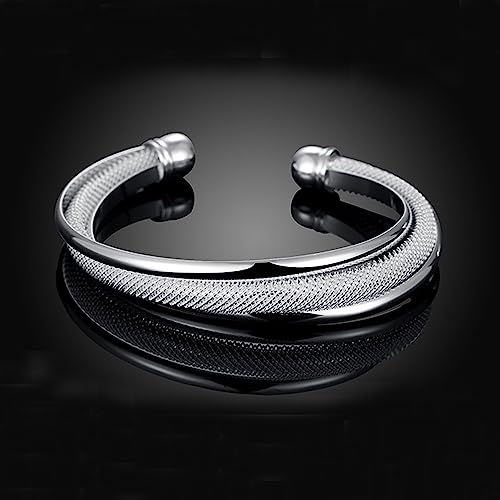 925 Sterling Silver Bracelets Open Adjustable Bangle Bracelet Teardrop Water Drop Cuff Bangles for Women - color: Pattern 4