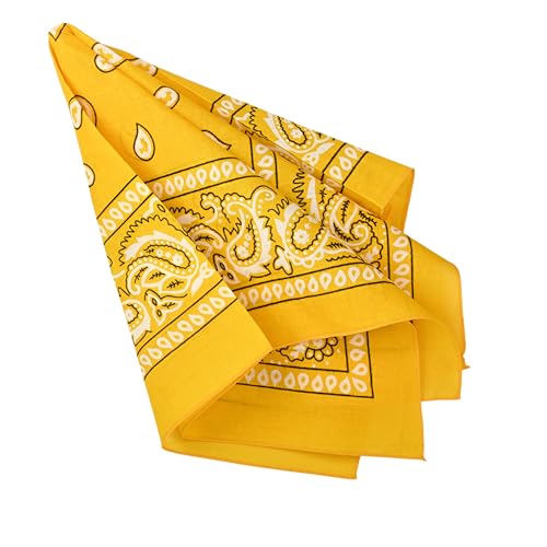 Motique Accessories Extra Large Paisley Bandana 27x27 Inch - color: Yellow