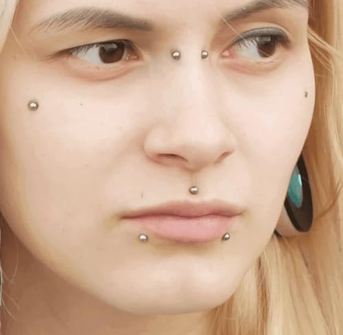MODRSA Fake Nose Stud Fake Nose Ring Stud Fake Nose Piercing Fake Lip Ring Fake Earrings Stud Silver Gold Fake Cartilage Helix Earring Clip on Earring Hoop Fake Eyebrow Ring Fake Bridge Piercing - color: D2-stick on balls