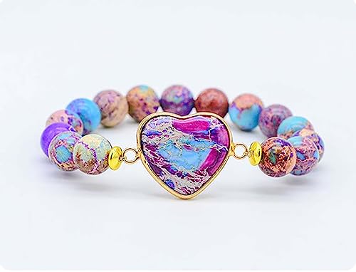 Women Wrap Bracelet Boho Natural Jasper Crystal Stone Beads Strand Bracelets - color: Imperial Jasper