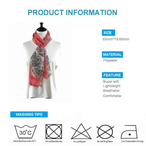 Xyueanlo Scarfs for Women Fashion Scarves Print Pattern Lightweight Sunscreen Scarf Wraps Shawls - color: Cashew Red