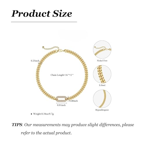 Long tiantian Chunky Gold Necklace Stack Chain Necklaces for Women Statement Layered Paperclip Choker Necklaces Statement Necklace for 80s 90s & Night Out Outfits Paperclip Style Fashion Jewelry - color: A6：rhinestone pendant chain