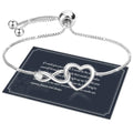 J.Fée Infinity Heart Bracelets for Women with 5A Cubic Zirconia, 925 Silver Bracelets for Women Adjustable Womens Bracelet Jewelry for Wife Girlfriend Her - color: Adjustable-Silver