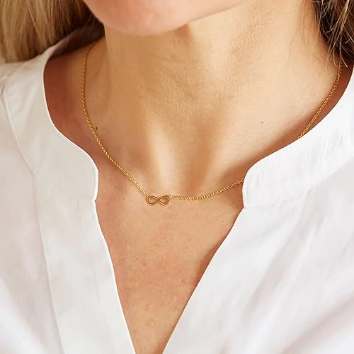 LLWOM Gold Necklace for Women-14k Gold Plated Infinity Necklace Star Of David Necklace Evil Eye Cross Pendants Heart Dainty Gold Necklace For Women - color: Gold, style: Infinity Gold