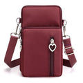 JANKS Small Crossbody Bag for Women - Mini Phone Purses with Crossbody Strap and Wallet - Nylon Arm Bag - color: A-wine Red