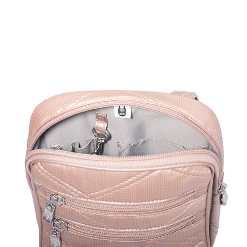Baggallini Journey Crossbody Bags for Women 9x6 Small Lightweight Travel Handbag W/RFID - color: Rose Metallic Quilt