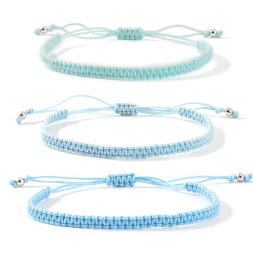 Caiyao 3Pcs Multicolor Handmade Friendship Braided Charm Bracelets Anklets Colorful Ajdjustable Woven Rope String Bracelets for Women Men Couple Summer Beach Surfer Boho Holiday Jewelry Gifts - style: SetA