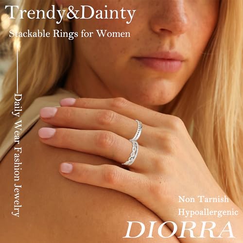 Sterling Silver Ring for Women, 4PCS Thin Stackable Rings Cubic Zirconia Thumb Ring Set Engagement Statement Wedding Bands for Women Size 5-10 - color: Twist band set, size: 8 (Circum 57mm)