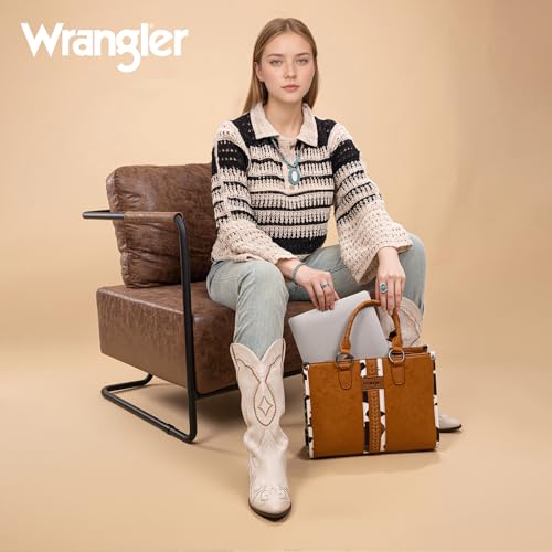 Montana West Wrangler Animal Print Tote Bag for Women Western Purse Boho Top Handle Satchel Handbag - color: Cow Brown
