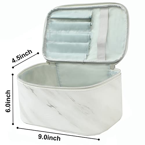 Meiyuuo Makeup Bag Large Cosmetic Bags for Women Girls Cute Travel Zipper Pouch Toiletry Organizer for Beauty Essentials Waterproof (Marble) - color: Off Marble