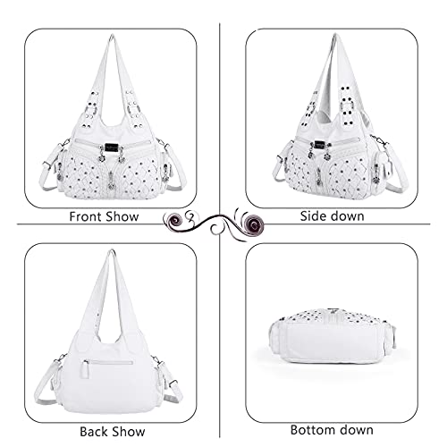 Angel Barcelo Purses for Women Large Shoulder Bag Soft Hobo Bags for Women - color: White