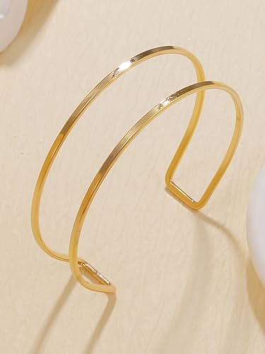 BROCC 4PCS Minimalist Gold Arm Cuff Bracelets, Adjustable Coil Armband Set Jewelry