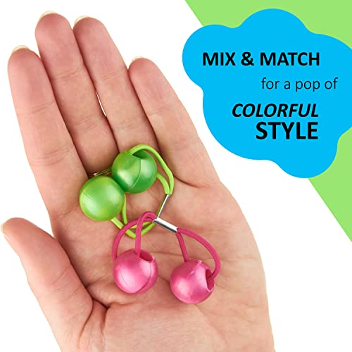 24pc Marble Finish Twin Bead Ponytail Ball Hair Elastics-Girls & Toddlers | Brightly Colored Hair Ties for Girls & Toddlers. Fun Kids Hair Accessories. Colorful Ponytail Balls Cute - color: Glossy