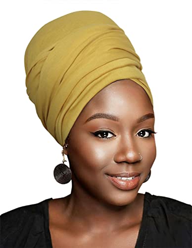 HOMELEX Head Wraps Turbans Stretch Jersey Knit Headwraps Wrap Turban Scarf Tie for Women - color: Yw