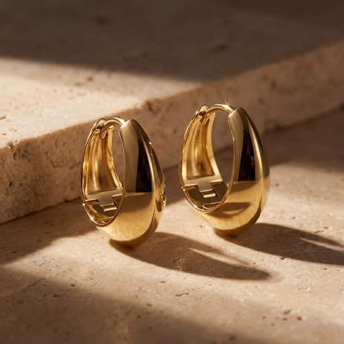 MYEARS Women Earrings Gold Huggie Hoop 14K Small Simple Hypoallergenic Everyday Jewelry - style: Crescent
