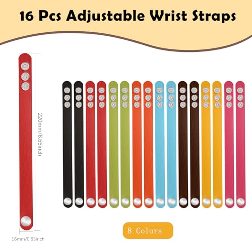 16 Pcs Leather Bracelet Blanks, Leather Snap Bracelets for Stamping Engraving Adjustable Plain PU Wristband Snap Bracelets Leather Cuff Bracelets for Men Women