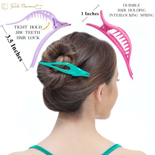 RC ROCHE 6 Pcs Flat French Claw Hair Clips For Women Thick Curly Hair Barrettes Duckbill Concord Side Slide Extra Hold Curved Eyelet Strong Hold Grip, Medium Pastel Multicolor - color: Candy