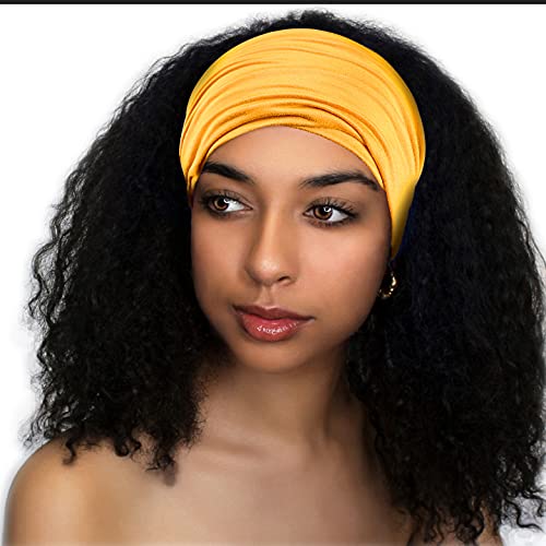 GiLi 2 Pack Wide Headbands for Women Boho African Knotted Non Slip Fashion Hair Bands Yoga Running Sports Workout Gym Head Wraps Elastic Soft Cotton Cloth Turbans Bandana for Girls(Yellow,Navy) - color: 2 Color (Navy+Yellow)