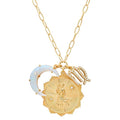 Dainty Gold Zodiac Embossed Coin Opal Crescent Moon Charm Necklace for Women Trendy 18K Gold Plated Retro Paperclip Chain 12 Constellation Horoscope Necklaces Astrology Jewelry Gifts - style: 6.VIRGO (AUG 23-SEP 22)