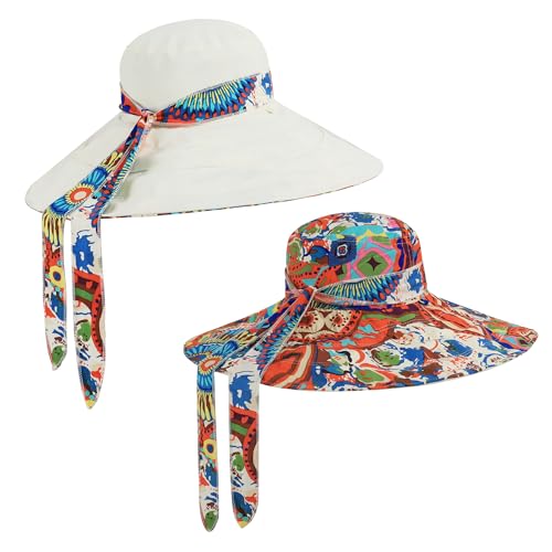 Women's Foldable Floppy Sun Hats Reversible Vacation Beach Cap Summer Wide Brim UPF 50+ Travel Fishing Bucket Hat - color: Beige