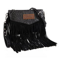 Wrangler Crossbody Small Purse for Women Wristlet Fringe Bag Western Purse - color: Angel Black