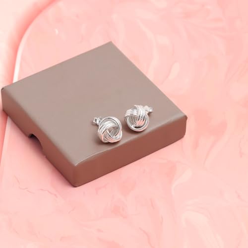 LeCalla 925 Sterling Silver Knot Stud Earrings Jewelry | Italian Design Love Knot Stud Earring | Celtic Knot Stud Earrings for Women - color: White Textured Love-Knot