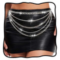 Nicute Gold Chain Belt Layered Waist Chain Sparkly Body Chain Jewelry for Women - color: Silver
