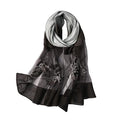 WINCESS YU Women Mulberry Silk Scarf Long & Large Embroidered Floral Pattern Shawl and Wraps Neckerchief for Hair & Neck - color: Gradient Black