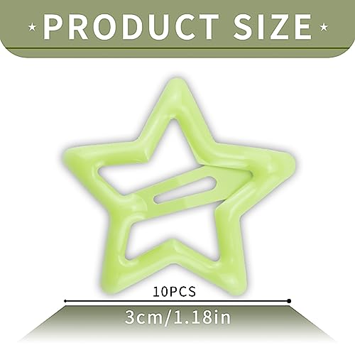 Star Hair Clips, Light Green, Small, Set of 10, Hair Accessories for Women and Girls, Y2K Fashion and Party, Non-slip Hollow Glitter Barrettes - color: Style4