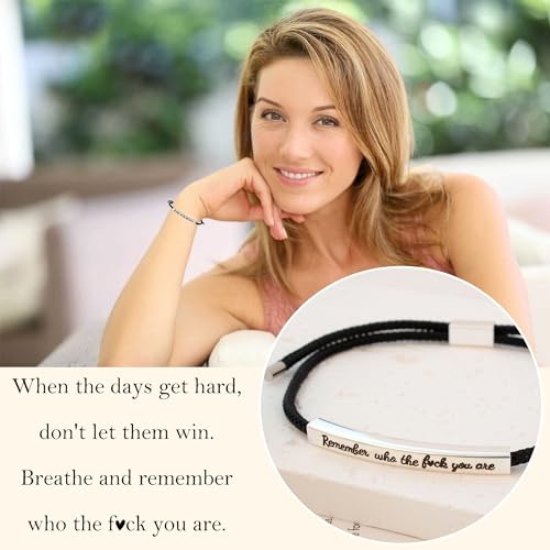 LINY Inspirational Gifts for Women Men, Dont Let The Hard Days Win Gifts, Motivational Inspirational Tube Bracelets Friendship Birthday Meaningful Gift for Friends Female - color: 4Pcs Remember Who-Tube Black+Silver