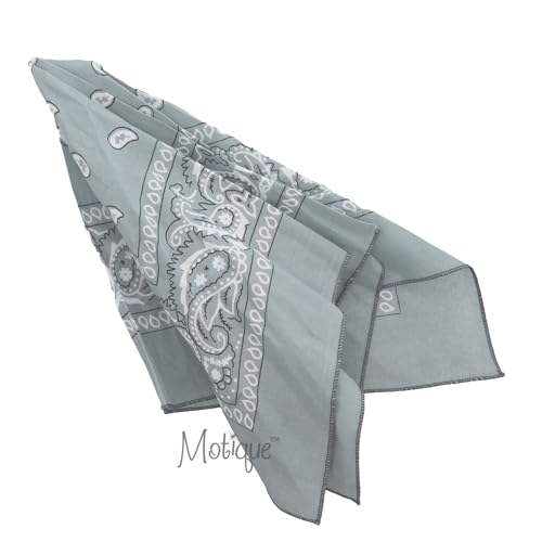 Motique Accessories 22 Inch Cotton Paisley Bandana - color: Light Grey