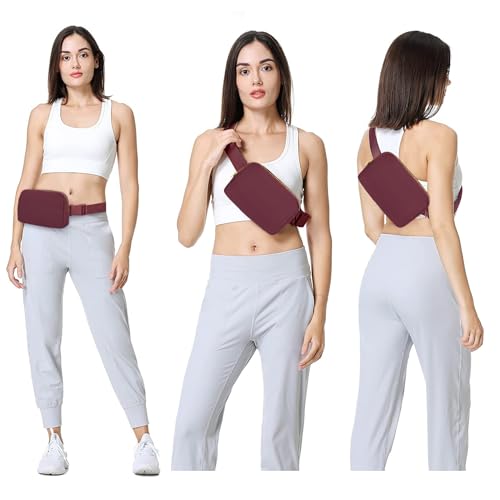 VOROLO Fanny Pack For Women And Men Crossbody Bag Belt Bag with Adjustable Strap Graduation Gifts Wine Red - color: Wine Red, style: 1 Pack Fanny Pack