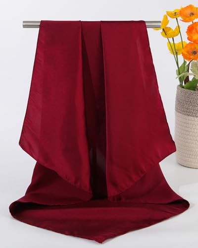 AWAYTR 27.5” Square Satin Head Scarf Hair Scarf for Women's Hair Silk Bandana for Women Silk Head Wrap for Sleeping - color: Dark Red