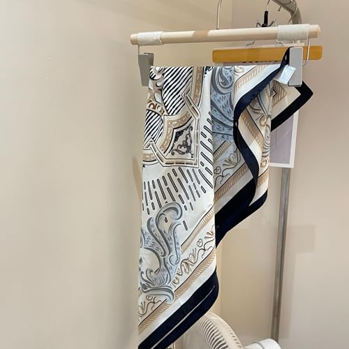 Women's Square Silk Like Head Scarf Large 35 inch Silk Feeling Hair Wrapping Satin Scarves for Sleeping Bandanas - color: A021-3 Twill White