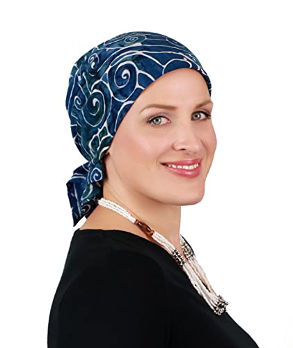 Hats Scarves & More Chemo Scarf Head Scarves for Women Cancer Headwear Headscarf Head Coverings 28 Inch Square Batik - color: Teal Temple