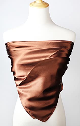 vabovin Satin Head Scarf for Women Solid Color, 35×35 in | Silk Feel Neckerchief, Hair Scarf, Fashion Bandana, Headscarf, Headband, Hair Wrap Sleeping, Daily Fashion Styling - color: 220 Coffee