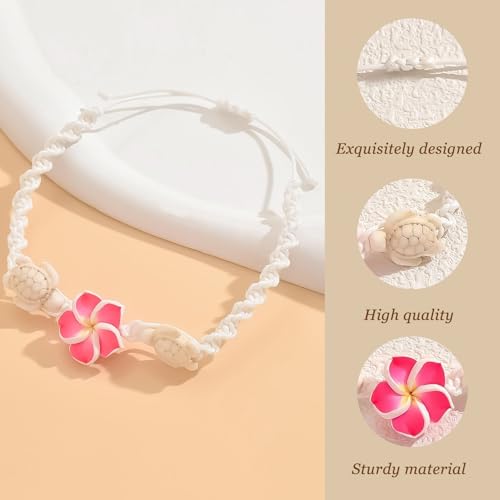 Long tiantian Gold Anklet Bracelet for Women Flower Anklet Summer Beach Vacation Jewelry Gift Boho Chic Foot Chain - color: red