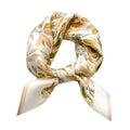 MEISEE 100% Pure Mulberry Silk Scarf 21" Square Scarf Neckerchief Headscarf Breathable Lightweight for Women Gift Packed - color: M3 White Khaki Floral