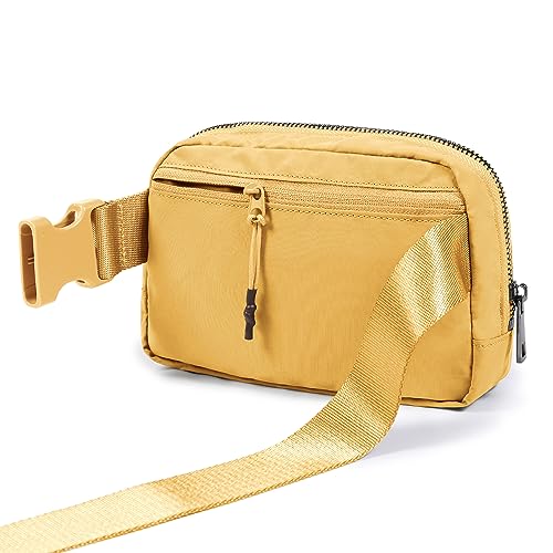 ODODOS Unisex Mini Belt Bag with Adjustable Strap Small Fanny Pack for Workout Running Traveling Hiking, Buff Yellow - color: Buff Yellow