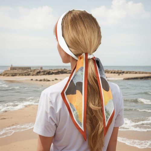 RIIQIICHY Hair Scarf for Women Like Silk Scarves Headband Neck Scarfs Twilly Purse Accessories - color: C014
