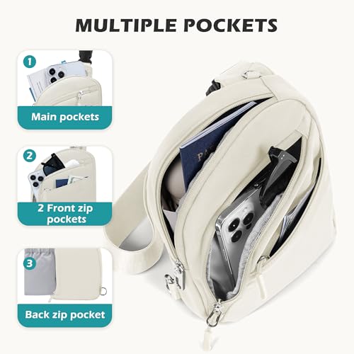 TOPEAST Anti Theft Crossbody Bags for Women Men, Small Sling Crossbody Bag Travel Purse Shoulder Wallet with RFID Blocking - color: Beige