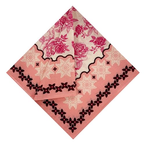 Single Pack Bandanas 60s Premium Cotton Soft Thin Handfeel Large Handkerchief for Men and Women - color: 1 Pack-pink Rose