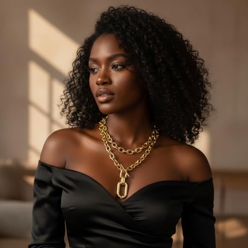 Gold Chunky Necklaces for Women Multi Layered Punk Gold Statement Necklaces Hip Hop Portrait Cuban Link Chain Necklace 90s Outfit Accessories - style: Style2