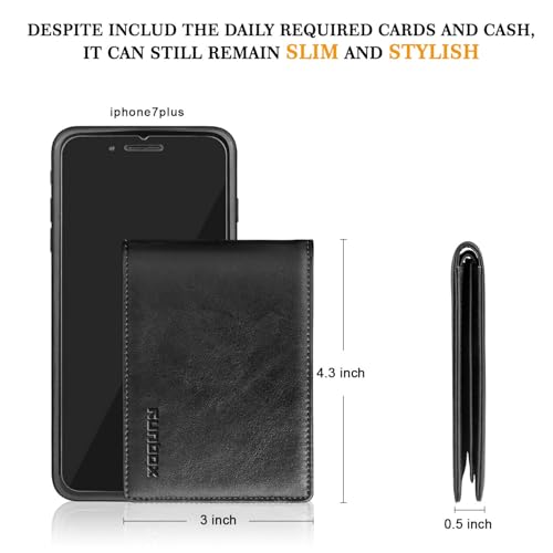 RUNBOX Wallet for Men -Slim Rfid Leather Mens Bifold Novelty Wallets 2 ID Window With Gift Box Men's Accessories | Slim - color: Classic black