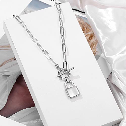 Turandoss 14K-Gold-Plated Necklaces for Women - Lock Evil Eye Medallion Vintage Coin Necklace Bee Sun Moon Shell Chain Necklace Layered Paperclip Chain Necklaces for Women Jewelry Gifts - style: "Triangle&Bar&Hammered Disc